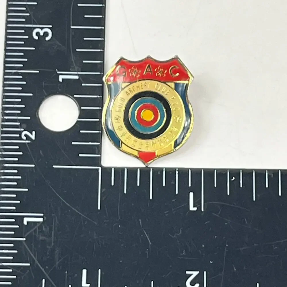 Vintage GAC Archery Club Enamel Shield Pin Target ROC Taiwan Red Blue Gold